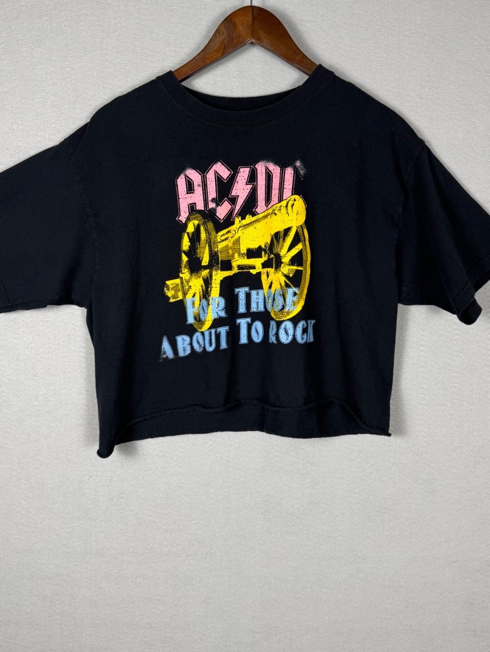 AC/DC Womens L For Those About To Rock Graphic Crop Top